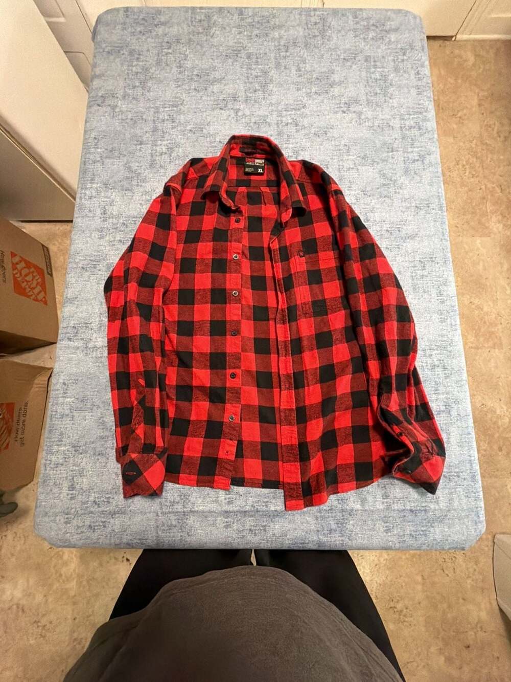 Southpole Authentic Collection Red  Black Plaid Flannel Button Up Shirt Men's XL
